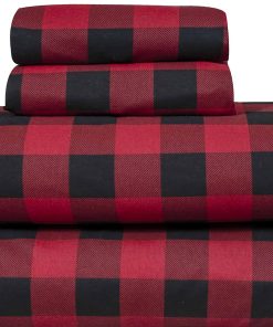 Juego de sábanas de franela 100% algodón -Búfalo a Cuadros