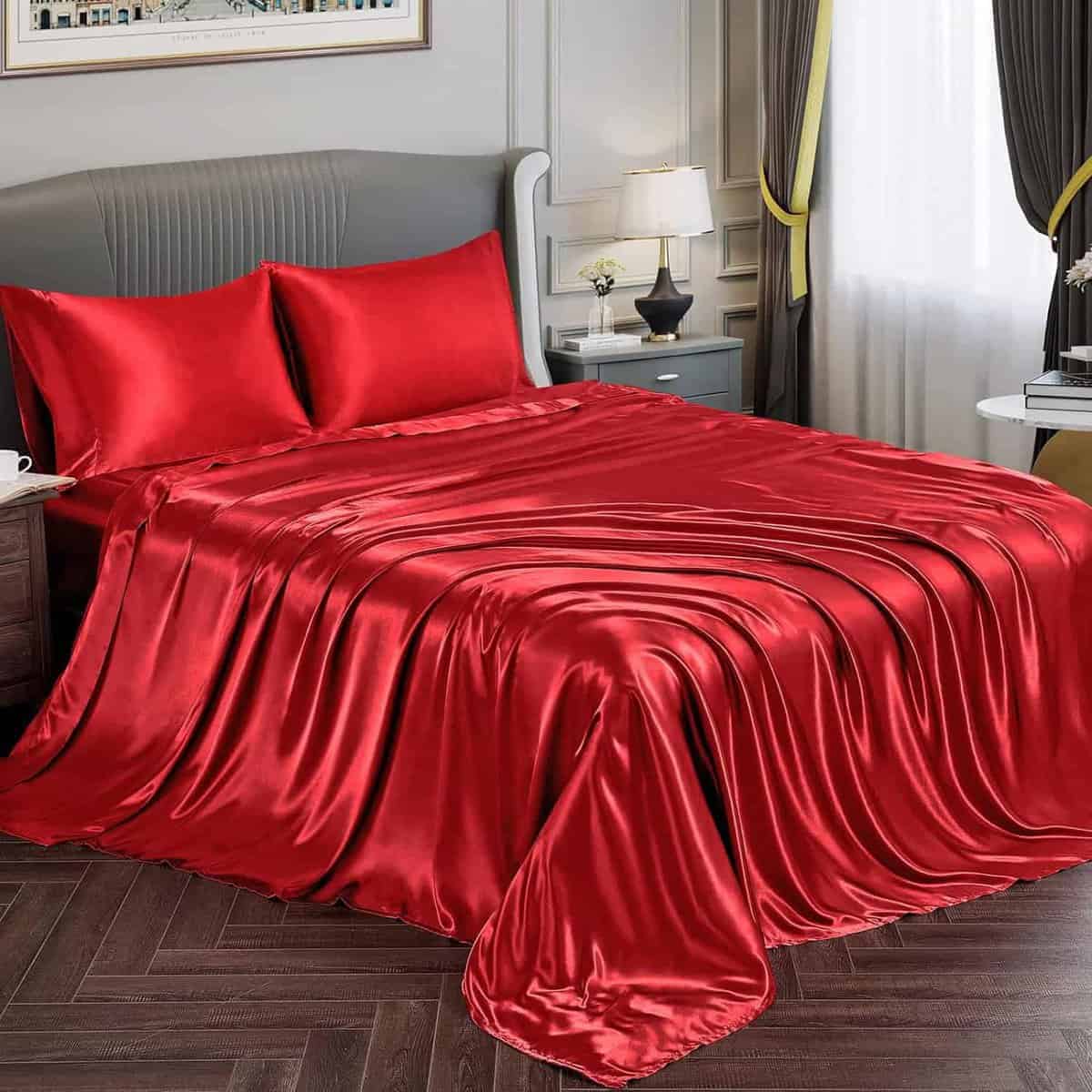 Juego de Sábanas de Seda Satinada OAYSA, Set de Sábanas