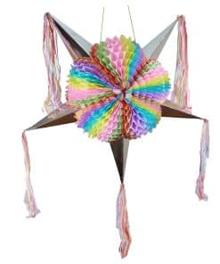 Piñata grande de 5 puntas linda y colorida, plegable de