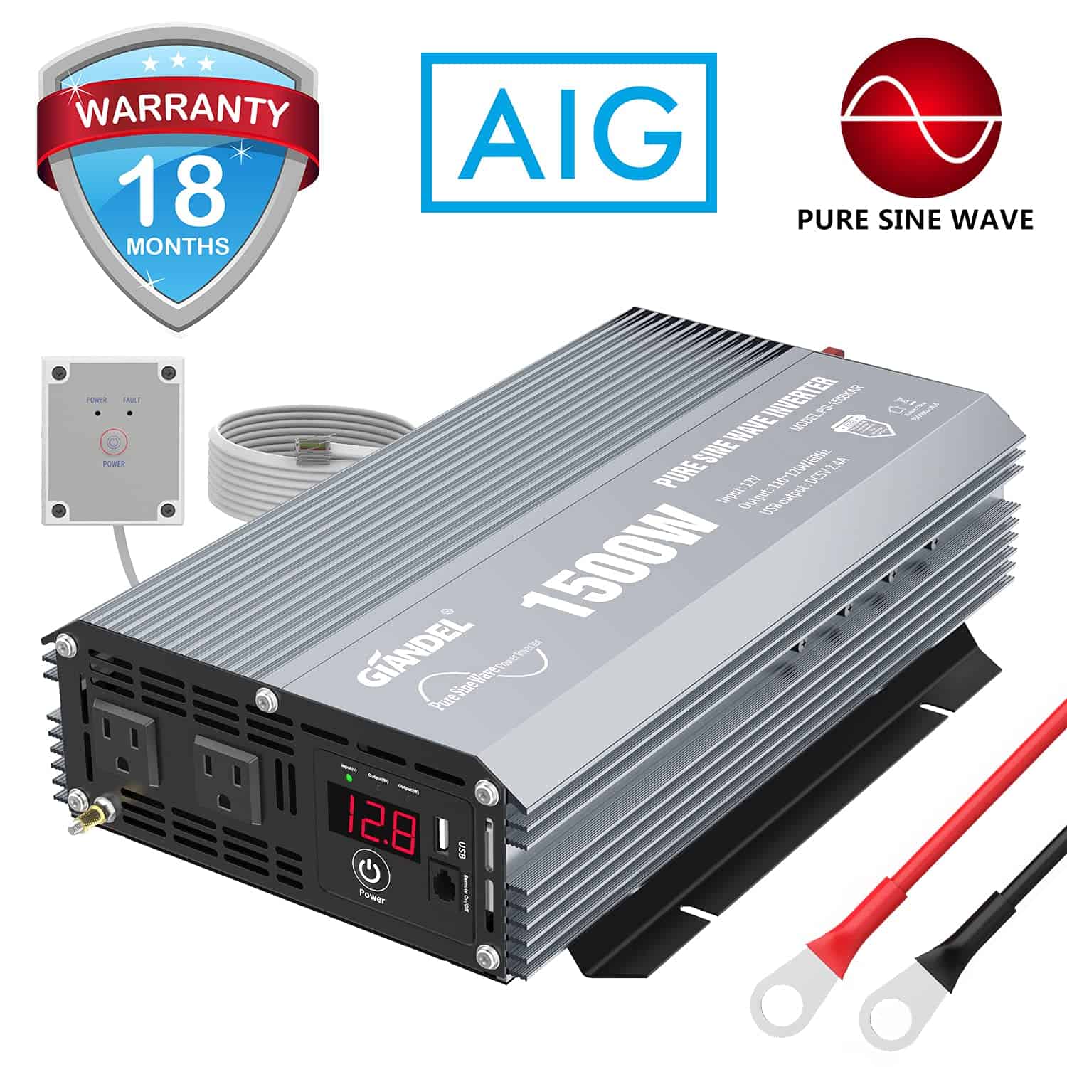 Inversor de Potencia GIANDEL 1500W Onda Sinusoidal Pura DC - Imagen 3