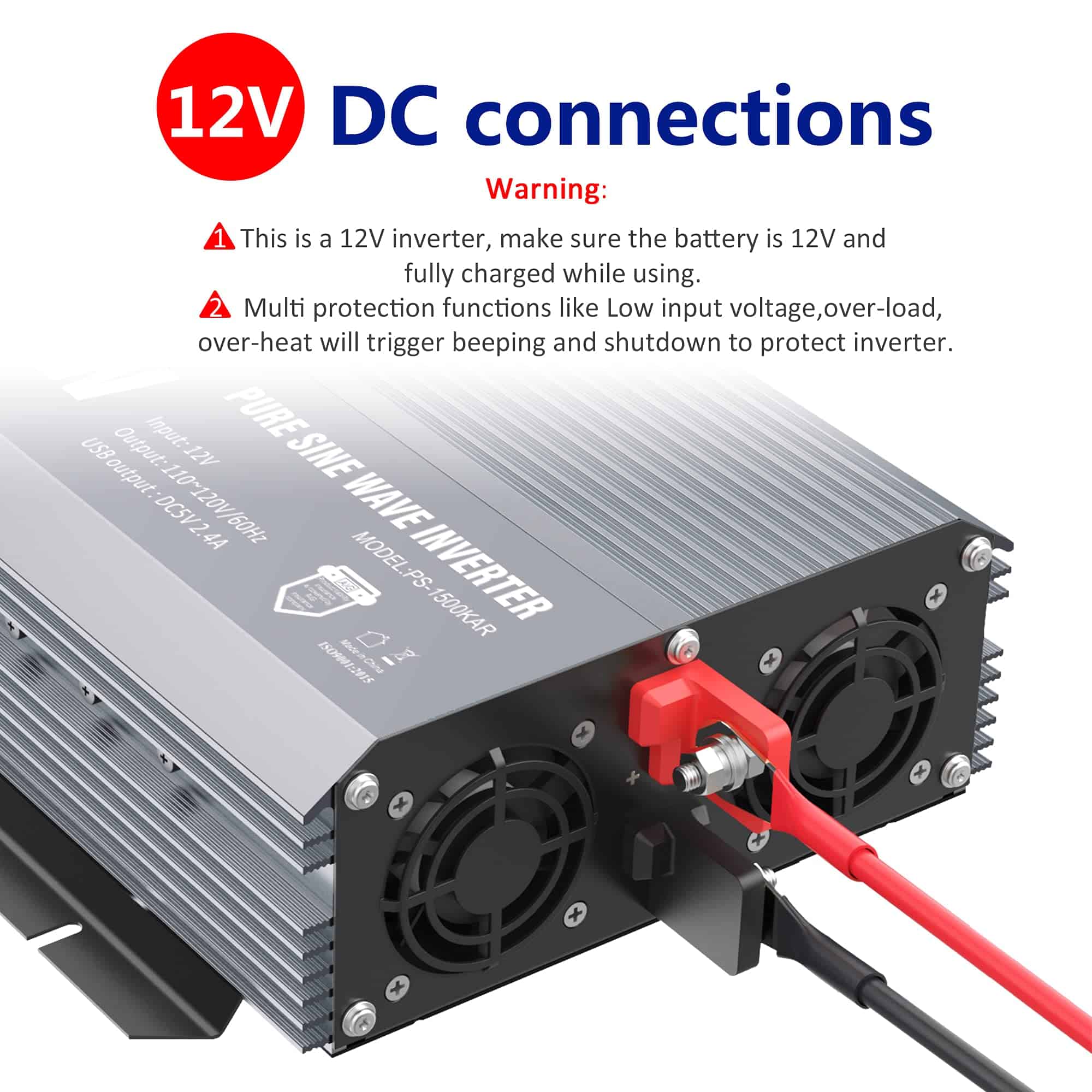 Inversor de Potencia GIANDEL 1500W Onda Sinusoidal Pura DC - Imagen 8