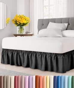 Falda de Cama Plisada Envoltura - Negro - para Camas Tamaño