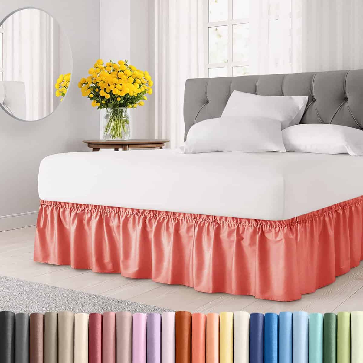 Falda de cama con volantes envolventes - Coral - para camas