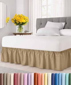 Falda de cama con volantes ajustables - Beige - para camas