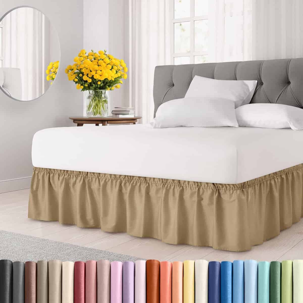 Faldón de Cama Ajustable - Beige - para Camas King Size con