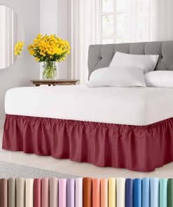 Falda de cama con volantes envolvente - Burdeos - para