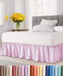 Faldón de cama de volantes envolvente - Rosa Claro - para