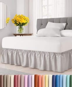 Faldón de Cama con Volantes Ajustables - Gris Claro - para