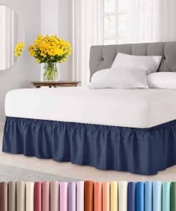 Faldón de cama de volantes envolvente - Azul marino - para