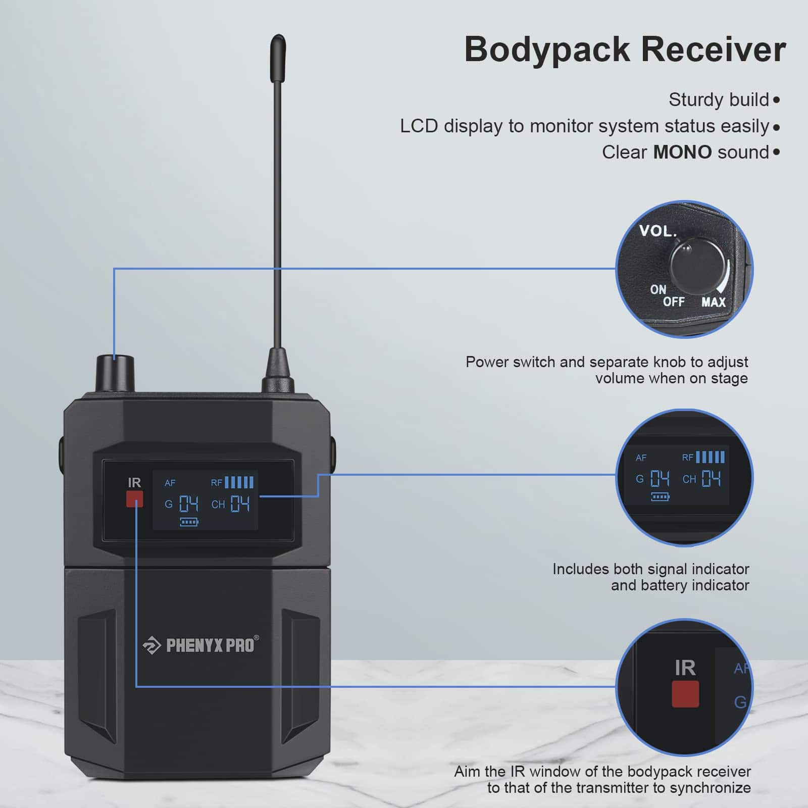 Sistema de Monitor Inalámbrico Phenyx Pro UHF Mono, Sistema - Imagen 5