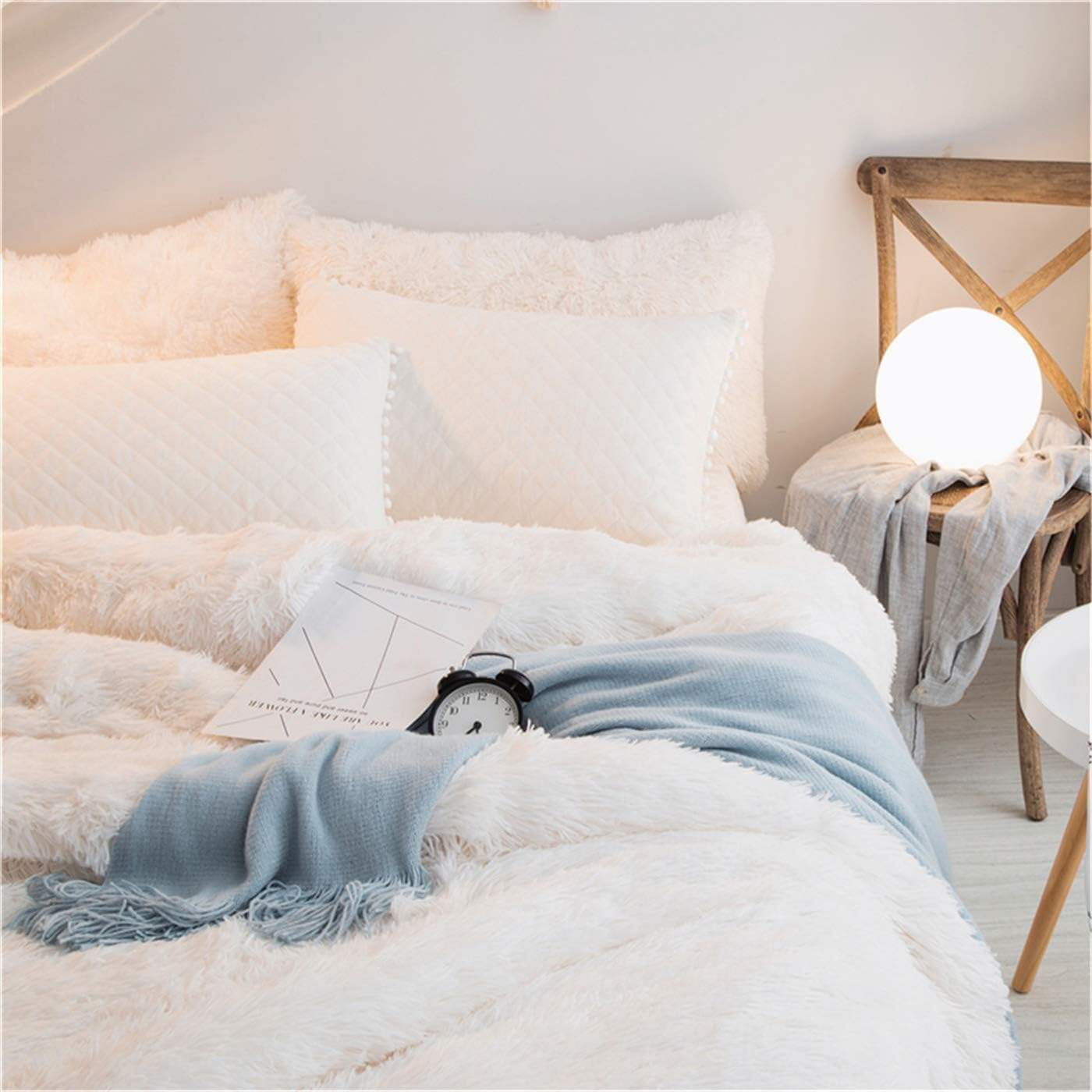 Juego de Funda Nórdica de Piel Sintética Blanca MOOWOO, - Imagen 6