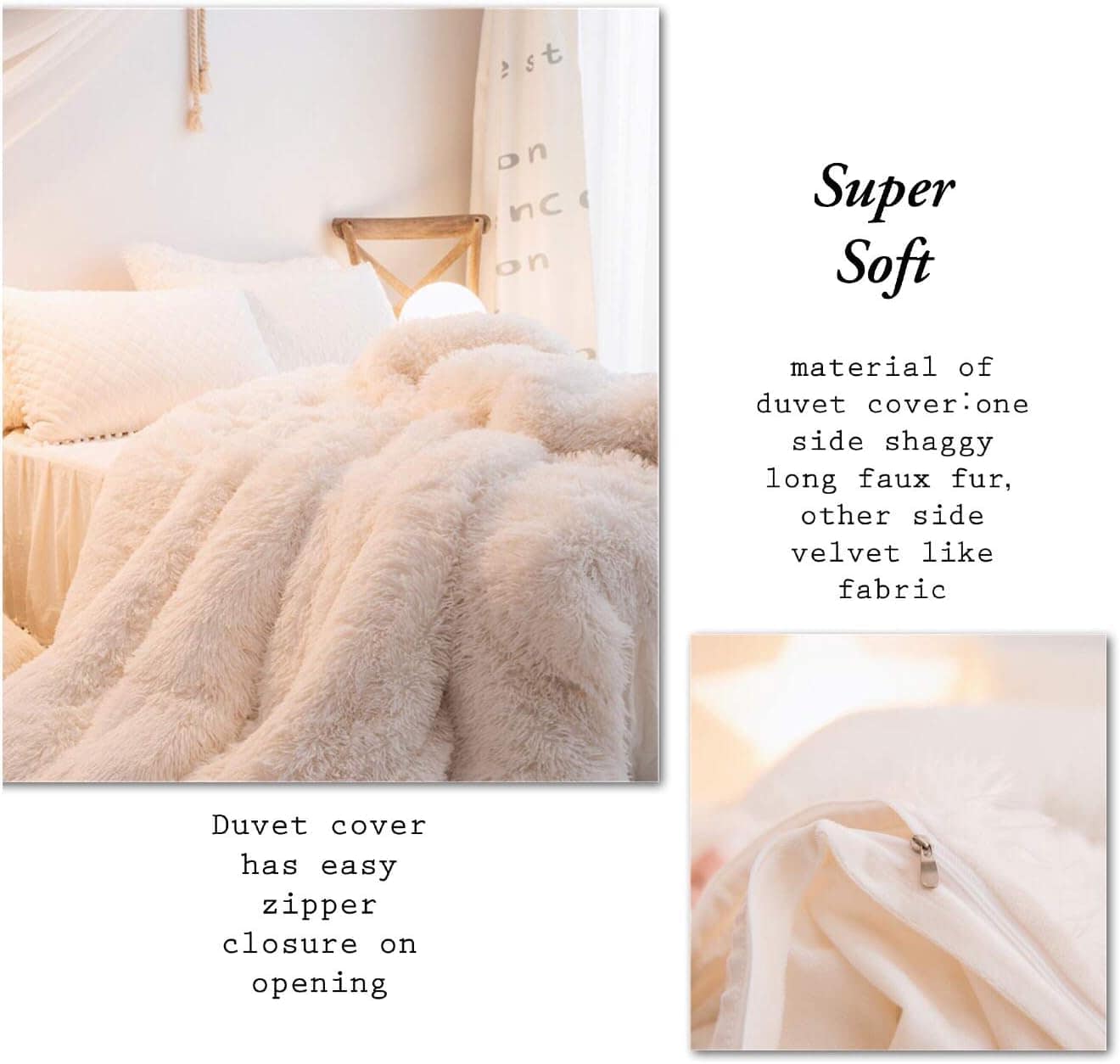 Juego de Funda Nórdica de Piel Sintética Blanca MOOWOO, - Imagen 4