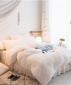 Juego de Funda Nórdica de Piel Sintética Blanca MOOWOO,