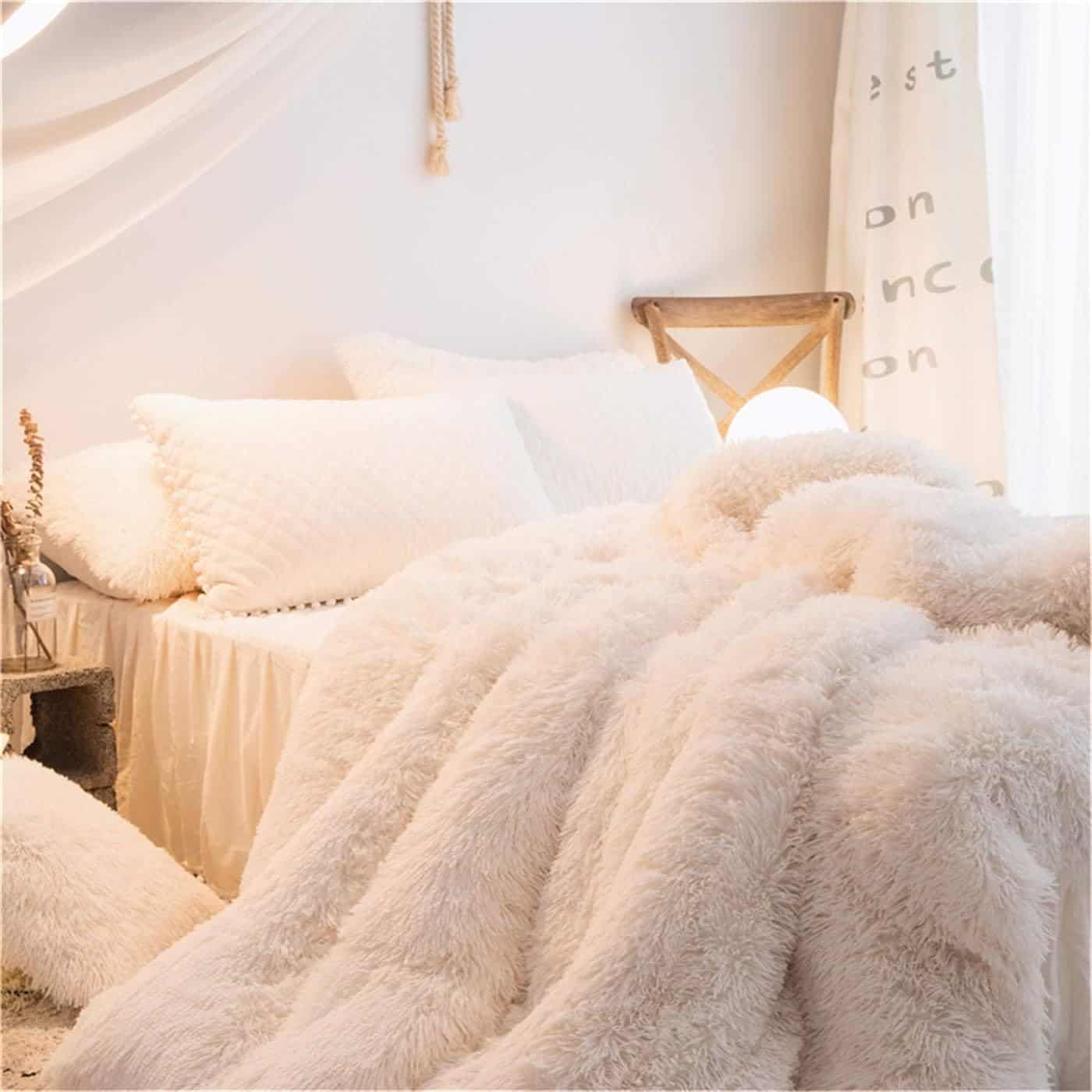 Juego de Funda Nórdica de Piel Sintética Blanca MOOWOO, - Imagen 3