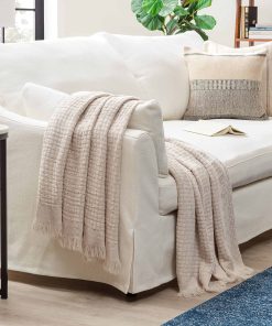 Manta de lana acrílica con textura de tejido de gofre