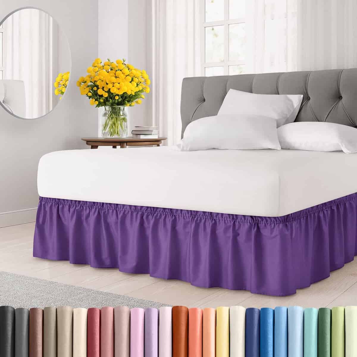 Faldón de cama con plisado ajustable - Morado - para camas
