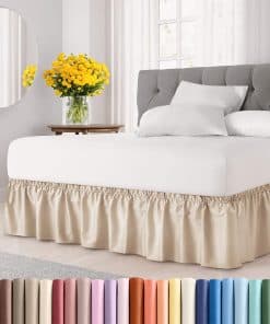 Faldón de cama fruncido envolvente - Crema - para camas