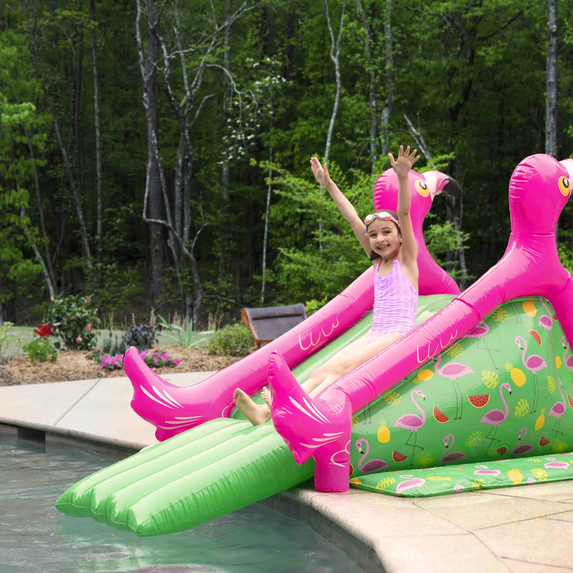 Tobogán acuático gigante inflable de flamenco para piscina - Imagen 3