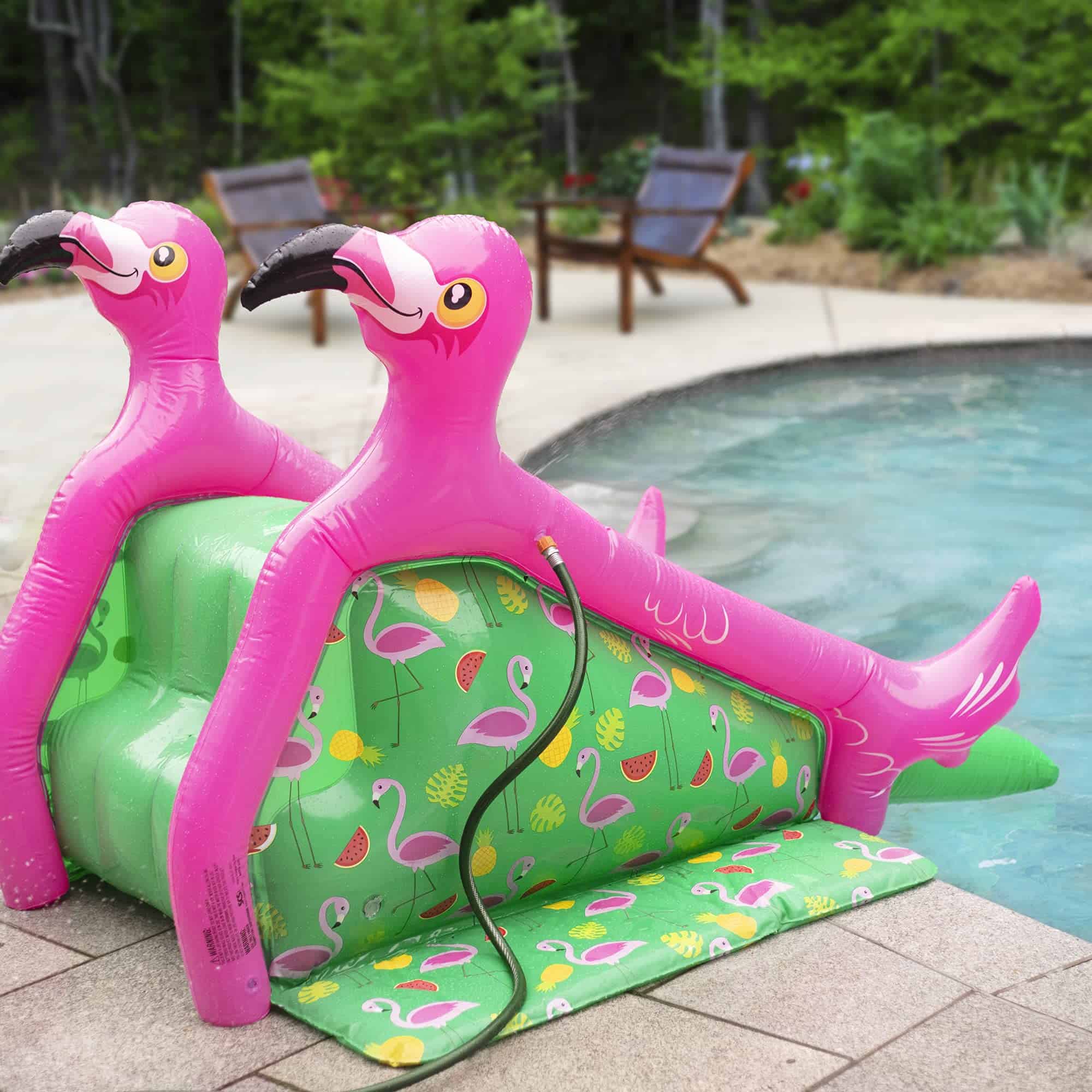 Tobogán acuático gigante inflable de flamenco para piscina - Imagen 4