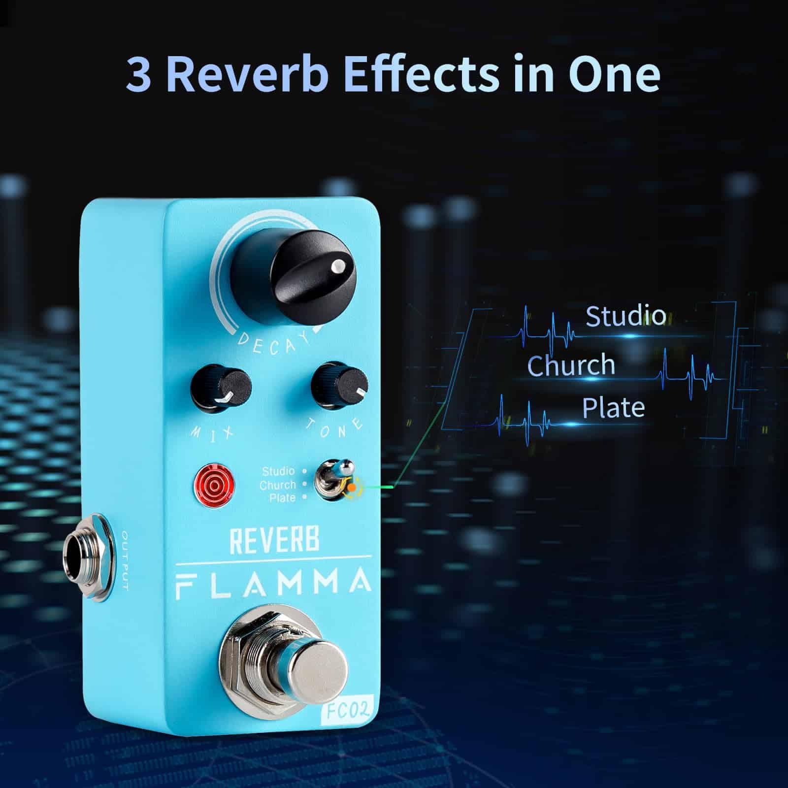 Pedal de Reverb Digital FLAMMA FC02 Mini para Guitarra con - Imagen 3