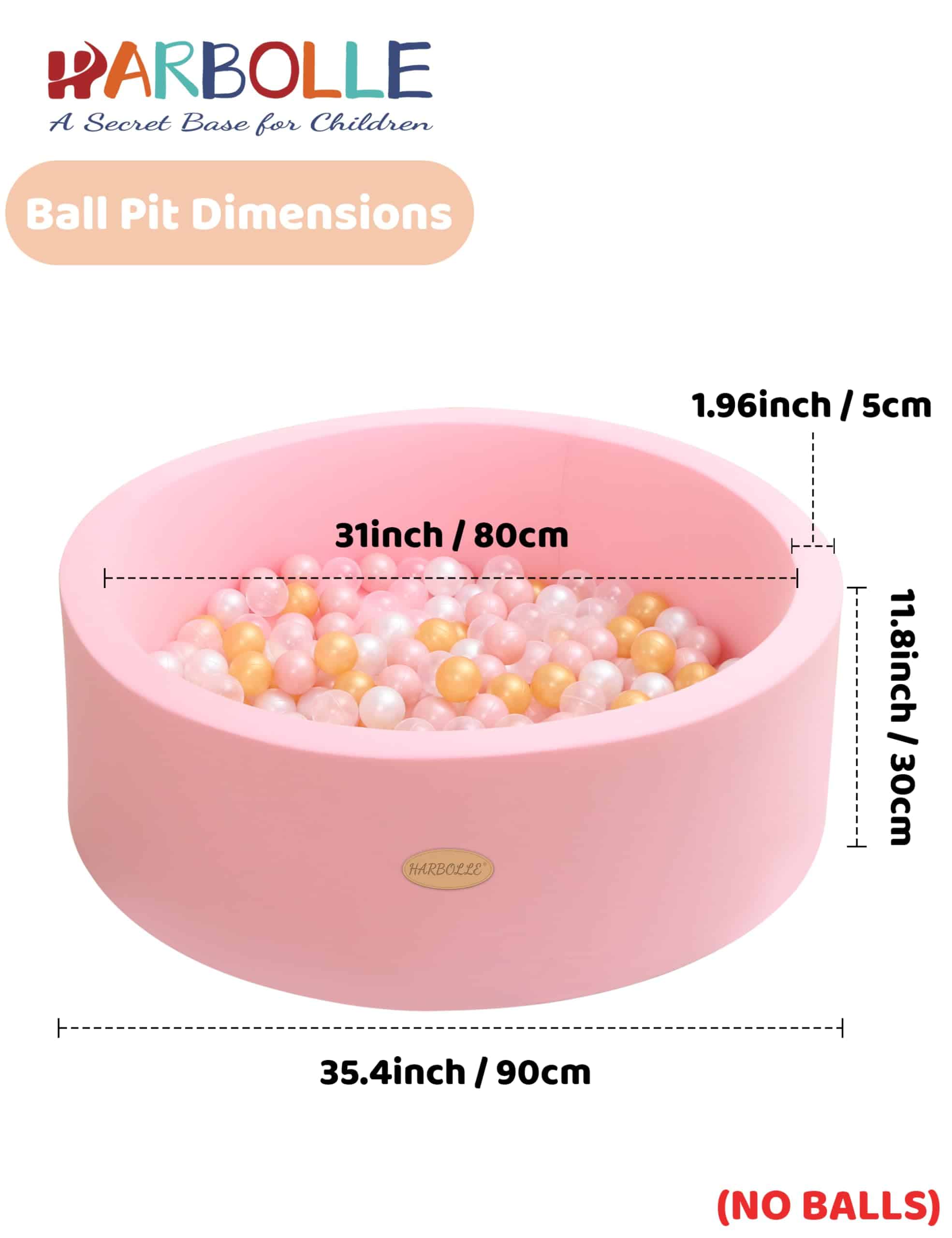HARBOLLE Baby Ball Pit Soft Round Memory Foam -Rosa - Imagen 8