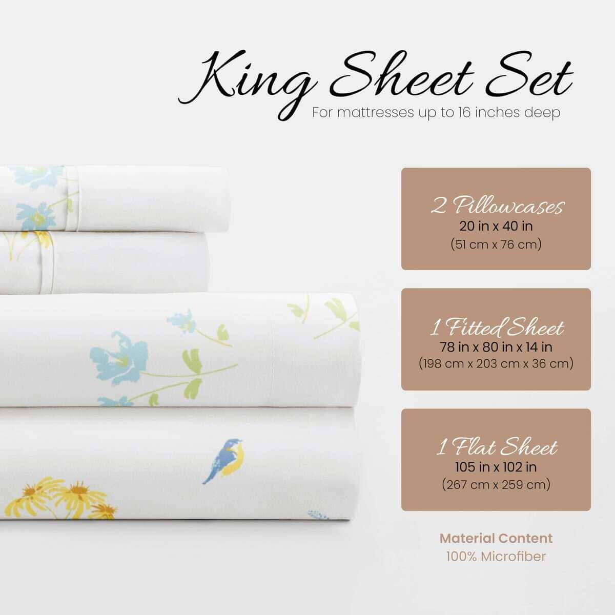 Juego de sábanas King size de microfibra con patrón de - Imagen 3