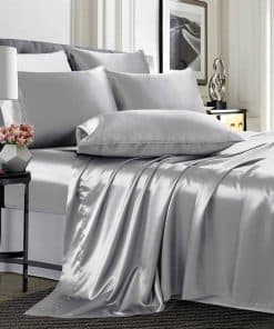 Juego de sábanas de satén TREELY de 6 piezas tamaño King en