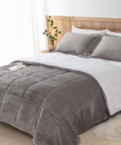 Juego de Edredón Seward Park Gris Sherpa Tamaño King, Suave