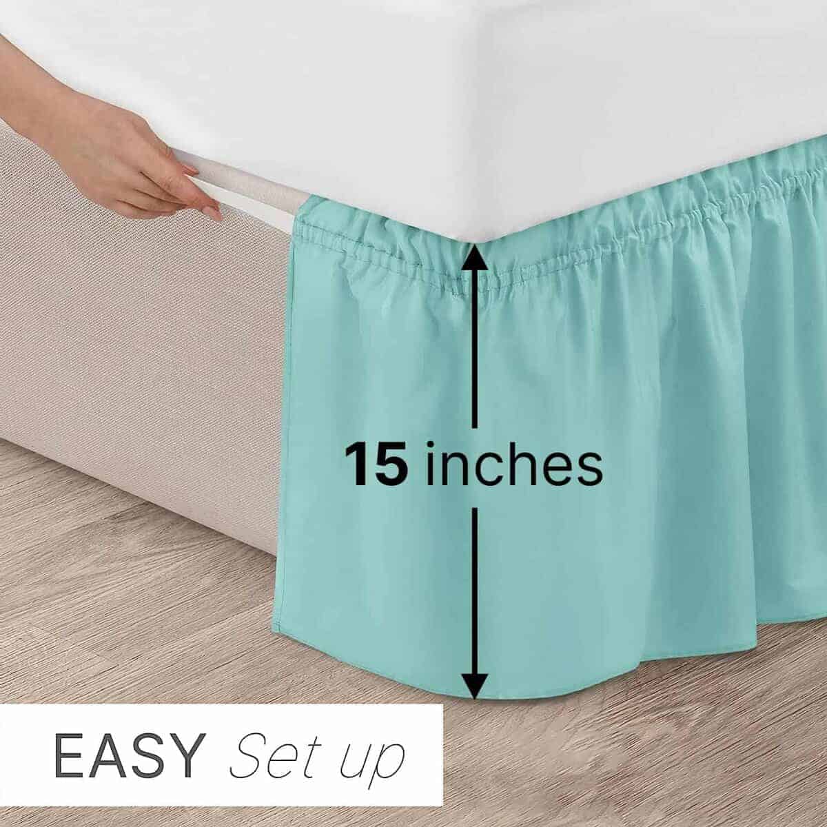 Faldón para Cama con Envoltura - Azul Spa - para Camas King - Imagen 3