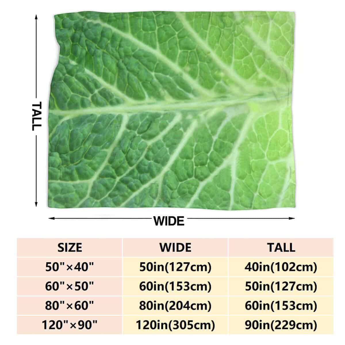 Manta de Hojas de Col, Manta de Verduras, Regalo Vegano - Imagen 4