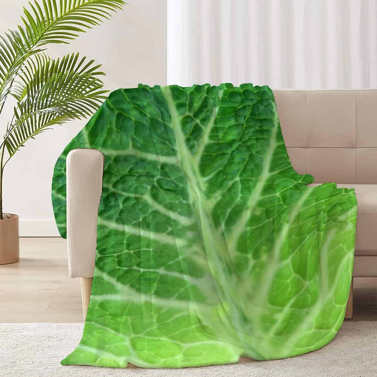 Manta de Hojas de Col, Manta de Verduras, Regalo Vegano