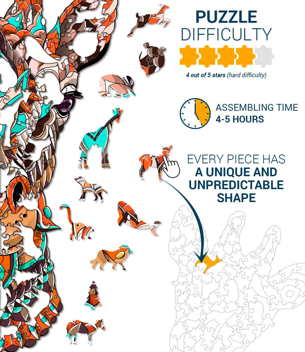 Rompecabezas de madera de animales Hodslen Woods para niños - Imagen 3