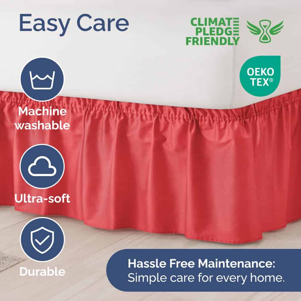 Faldón de Cama Plisado con Correa Elástica - Rojo - para - Imagen 7