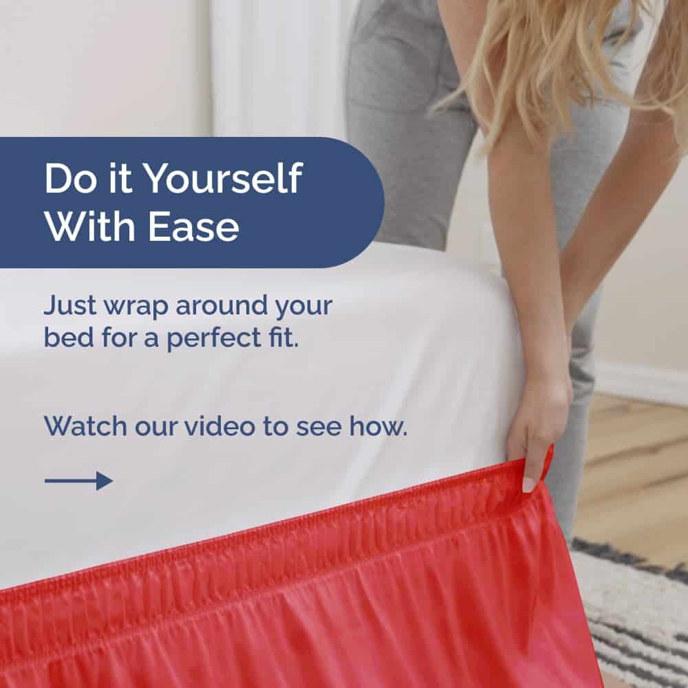 Faldón de Cama Plisado con Correa Elástica - Rojo - para - Imagen 4