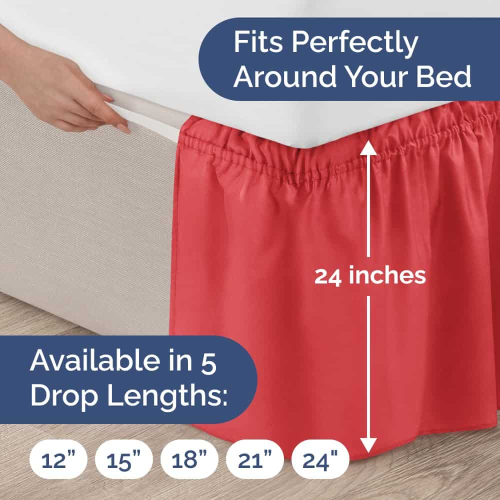 Faldón de Cama Plisado con Correa Elástica - Rojo - para - Imagen 5