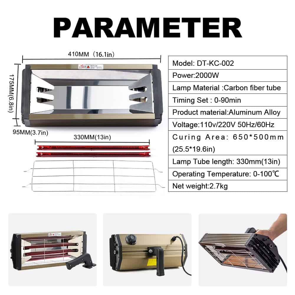Lámpara de Curado de Pintura Infrarroja de 2000W Lámpara de - Imagen 3
