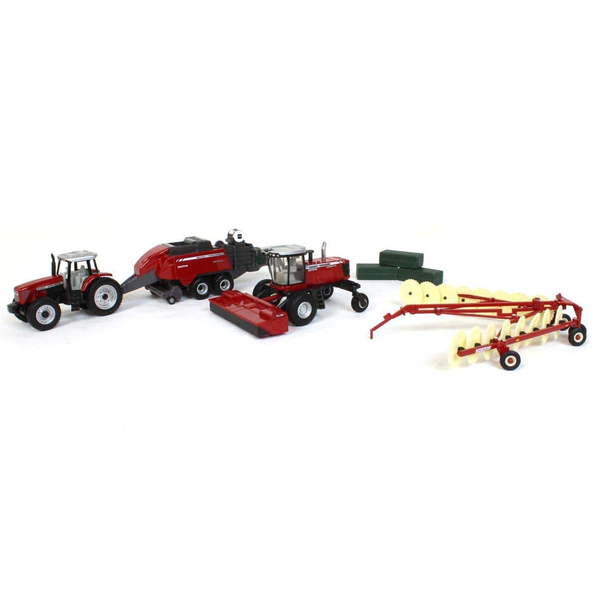 Set de Heno de 4 Piezas Massey Ferguson 1/64 Incluye