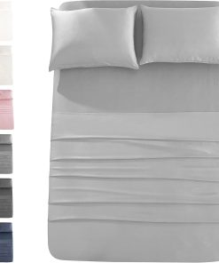 JOMO - Juego de Sábanas de Cama King - Gris Plateado,