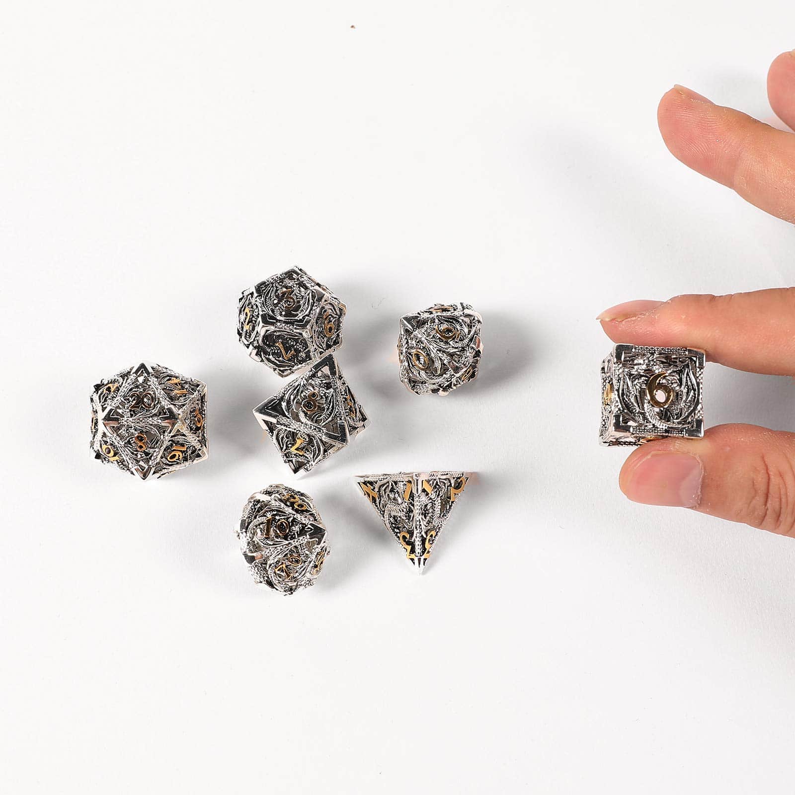 Set de 7 dados metálicos AncientDeer D&D, Nuevo y único - Imagen 6