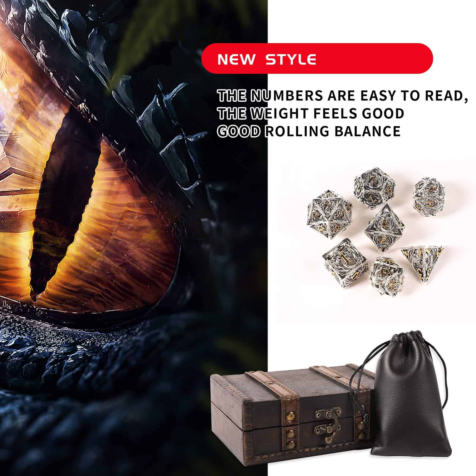 Set de 7 dados metálicos AncientDeer D&D, Nuevo y único - Imagen 4