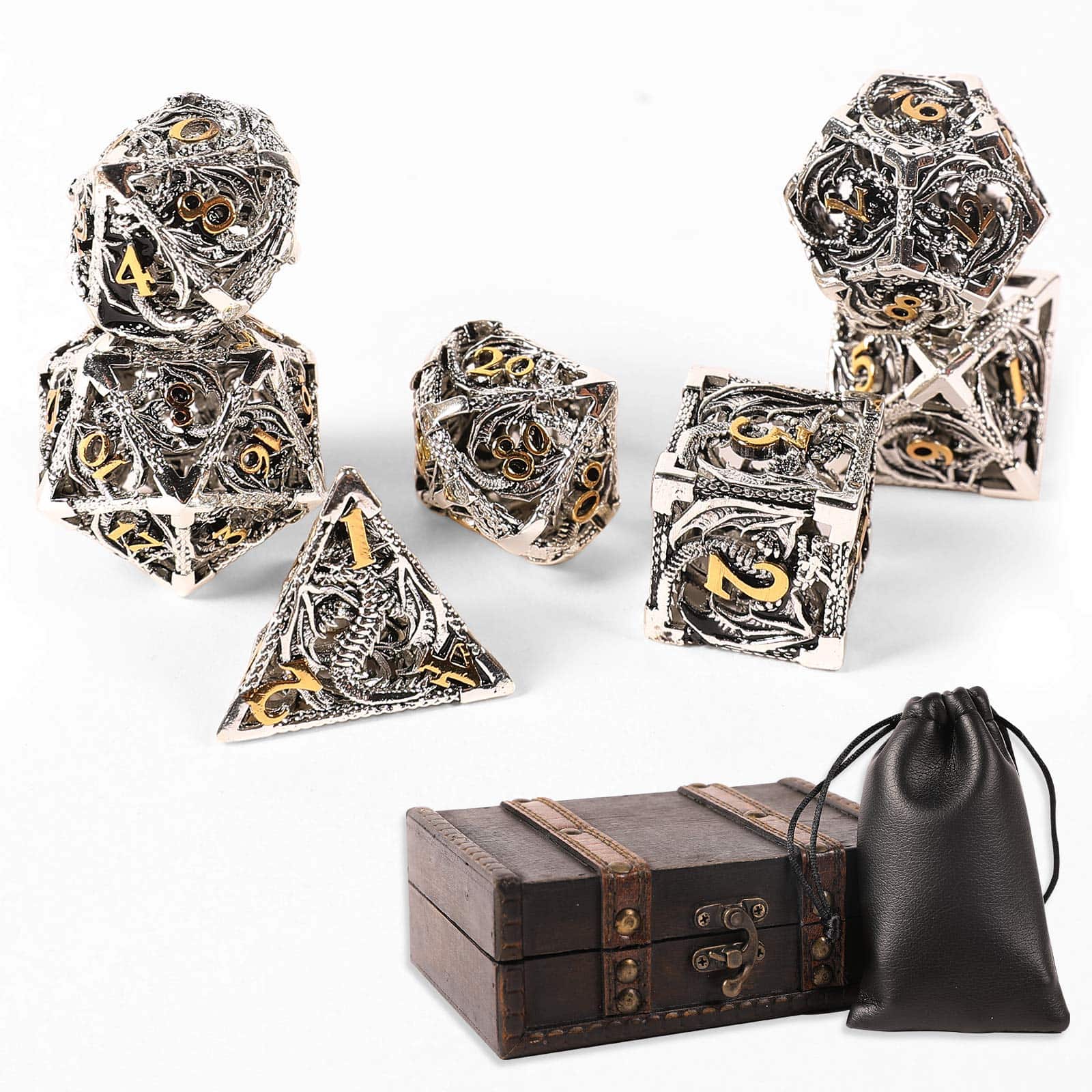 Set de 7 dados metálicos AncientDeer D&D, Nuevo y único