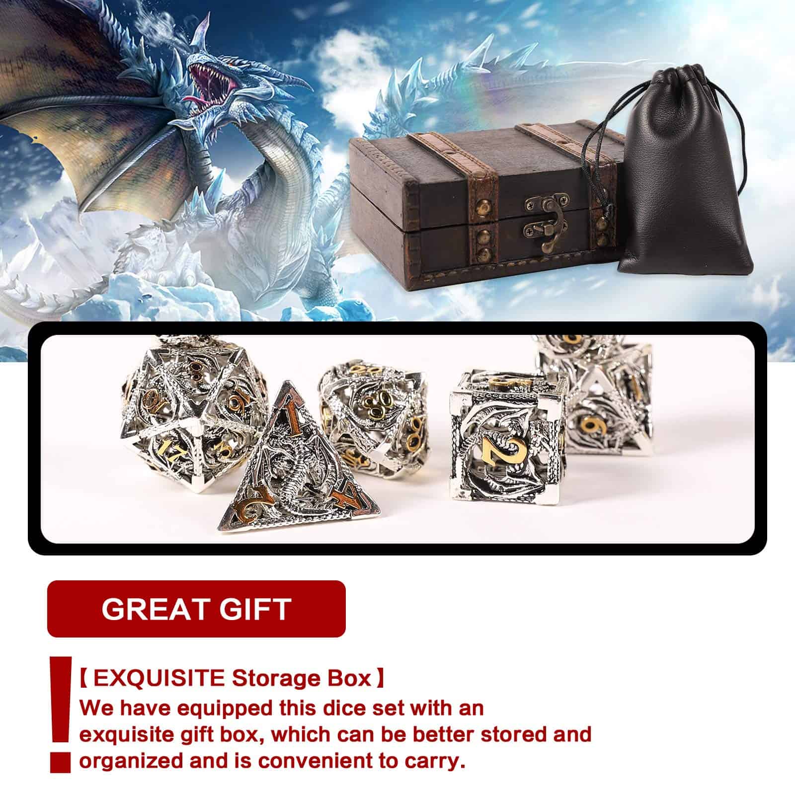 Set de 7 dados metálicos AncientDeer D&D, Nuevo y único - Imagen 3