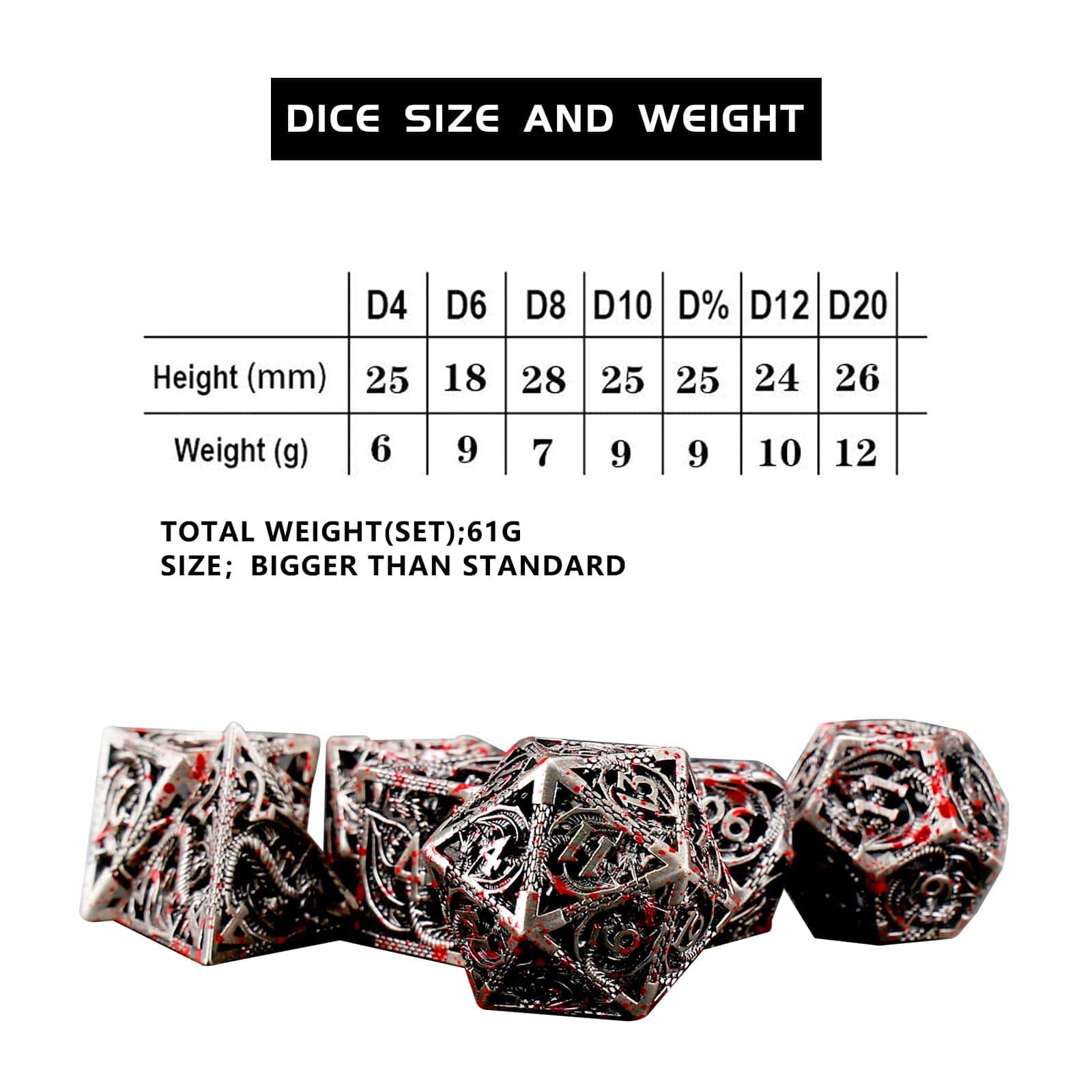 AncientDeer 7 dados de metal poliédricos DND, Nuevo juego - Imagen 5