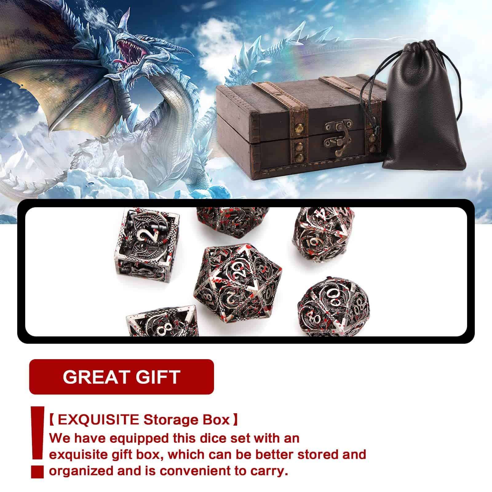 AncientDeer 7 dados de metal poliédricos DND, Nuevo juego - Imagen 3