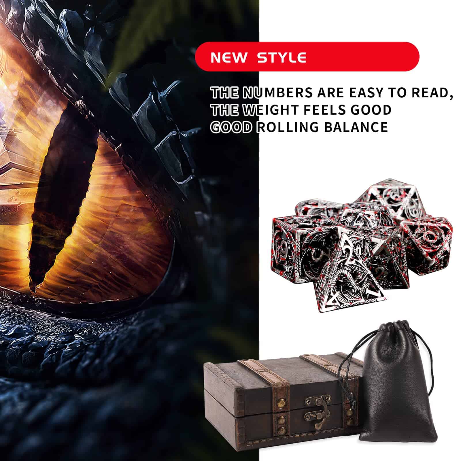 AncientDeer 7 dados de metal poliédricos DND, Nuevo juego - Imagen 4