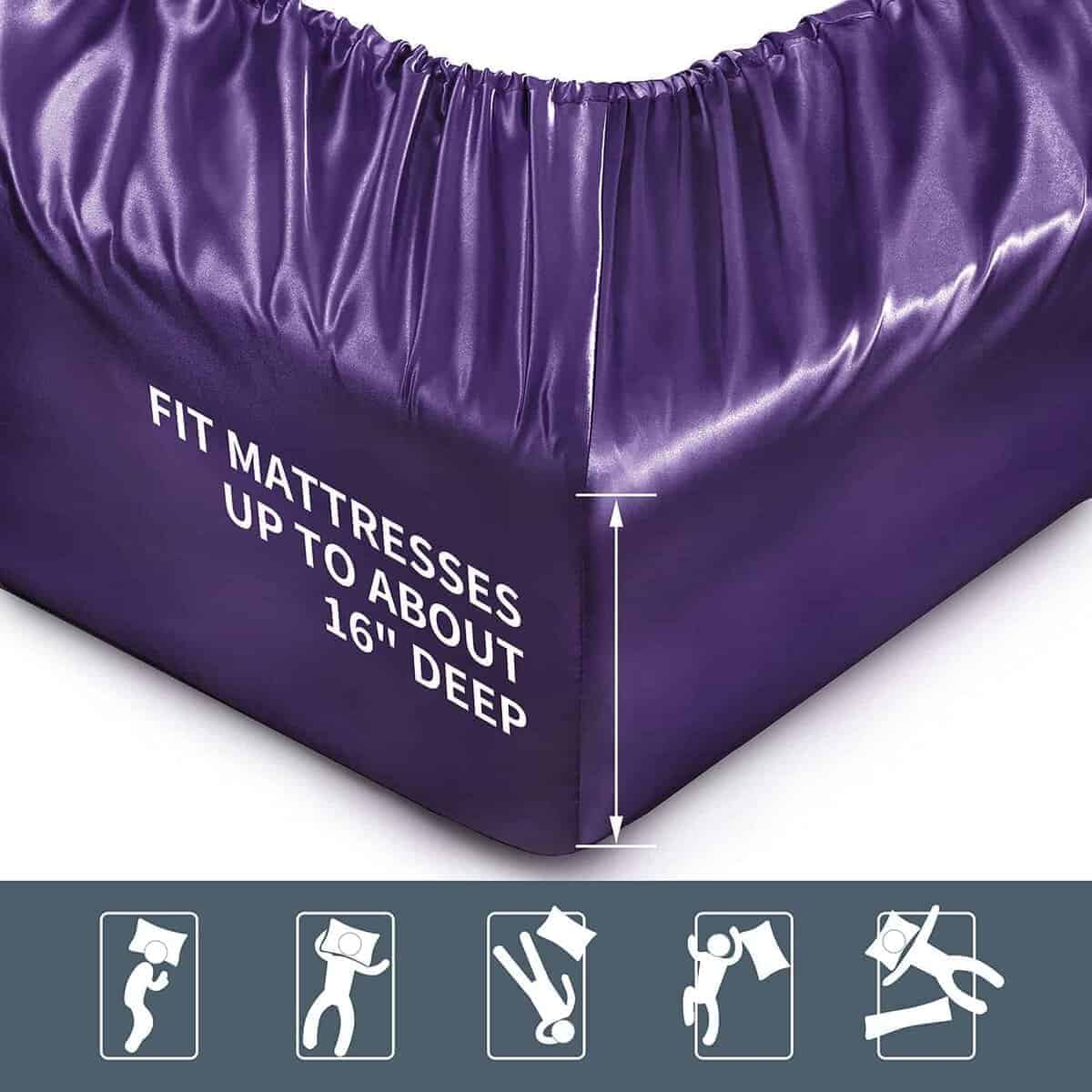 Juego de Sábanas de Satén de Lujo P -Morado - Imagen 7