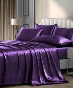 Juego de Sábanas de Satén de Lujo Morado P Pothuiny 6