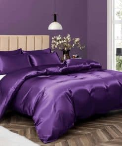 Juego de Funda de Edredón de Satén P Pothuiny -Morado