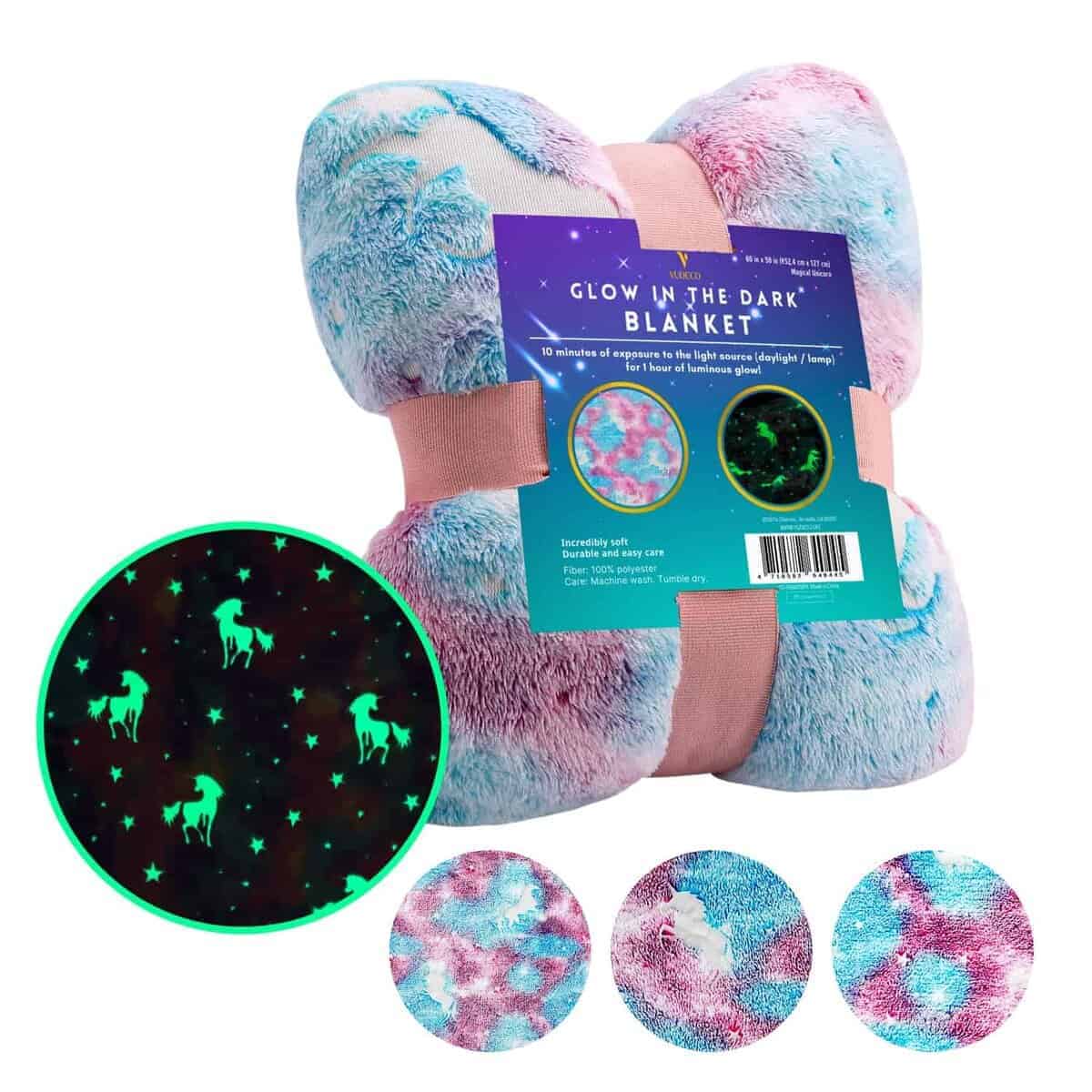 Manta luminosa VUDECO Unicorns para niñas, Regalos de