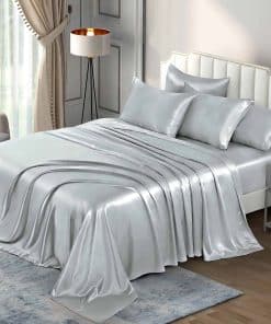 Juego de Sábanas de Satén P Pothuiny King (6 Piezas, Gris